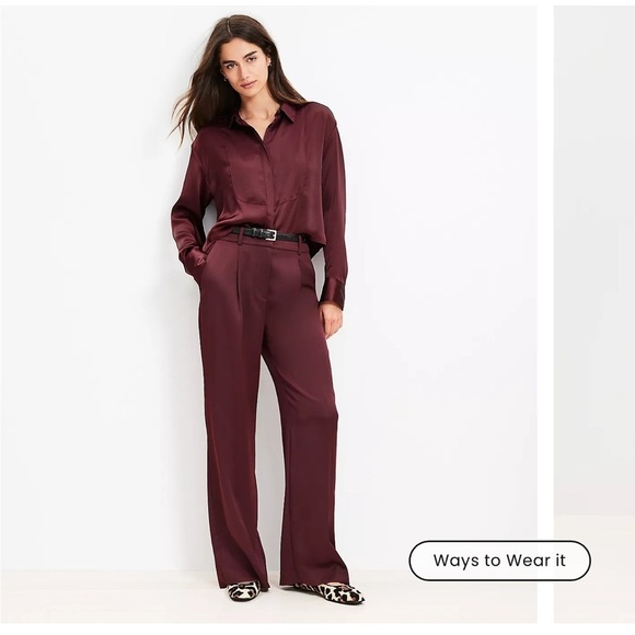 LOFT Peyton Trouser Brown Pants in Satin sz 12 - Picture 9 of 9